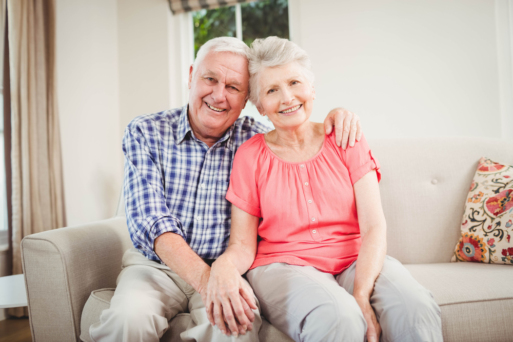 smiling happy senior couple